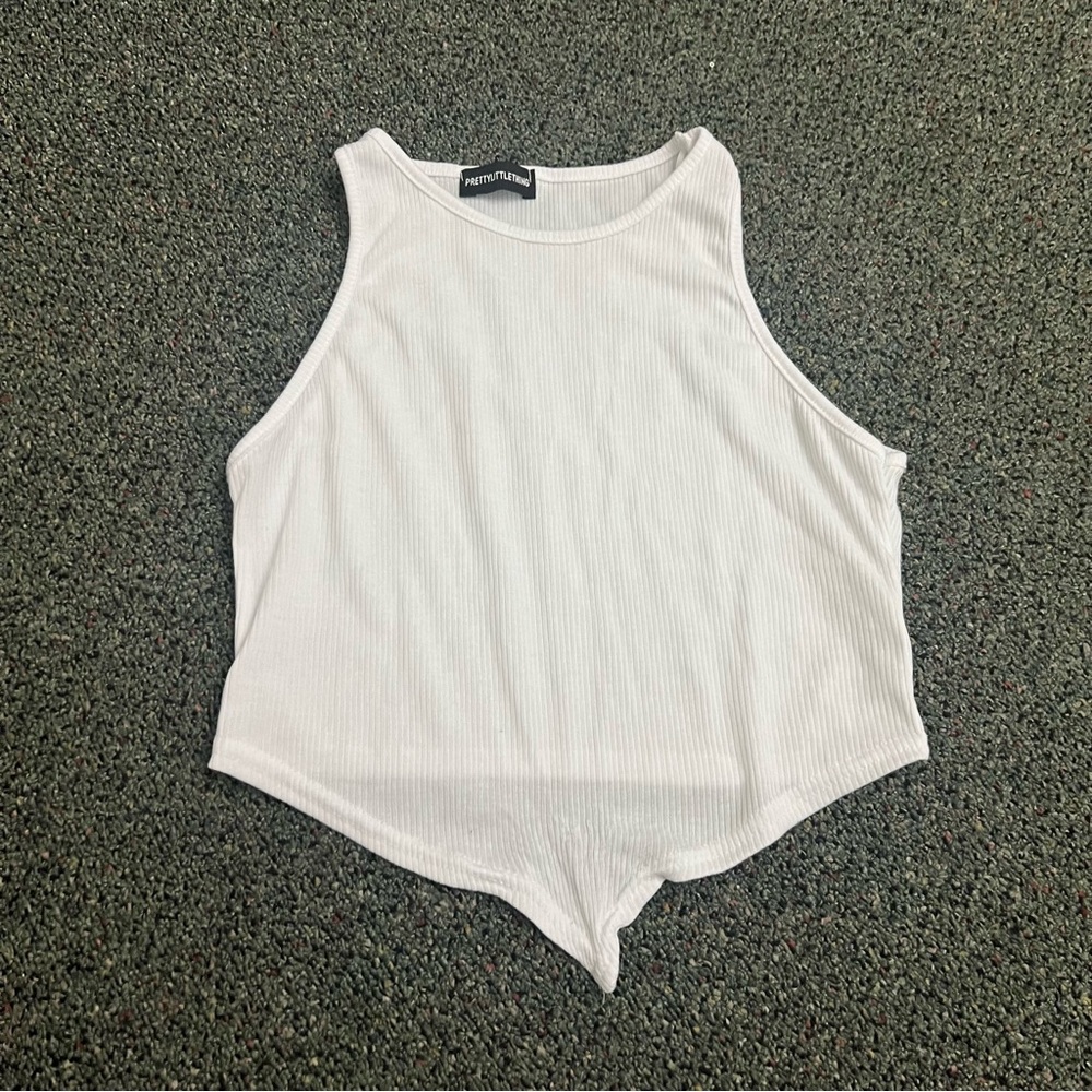 PRETTYLITTLETHING White Triangle Handkercheif Racer Back Tank Top Shirt Top Sz S - Picture 8 of 16